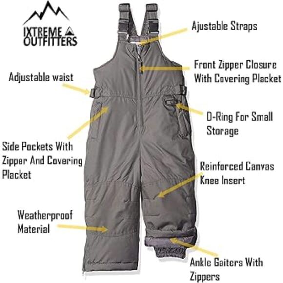 iXtreme Outfitters Children Winter Pink Snow Bib Overalls Pants 3T - Picture 10 of 10